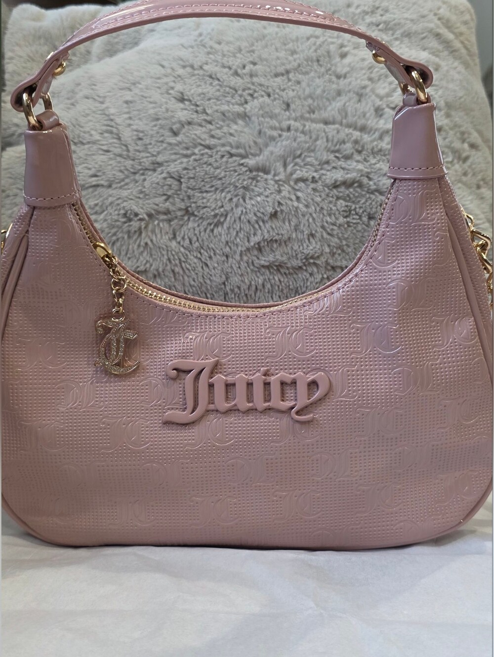 Juicy Couture Blush Pink Embossed Logo Shoulder Bag